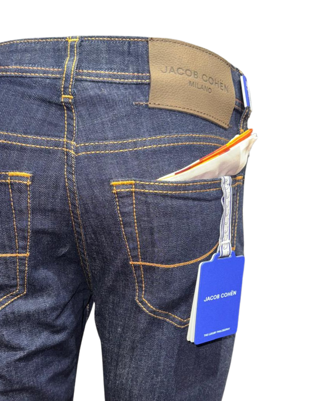 Jacob Cohen Slim Fit Jeans BARD, Brown Leather Back - Navy